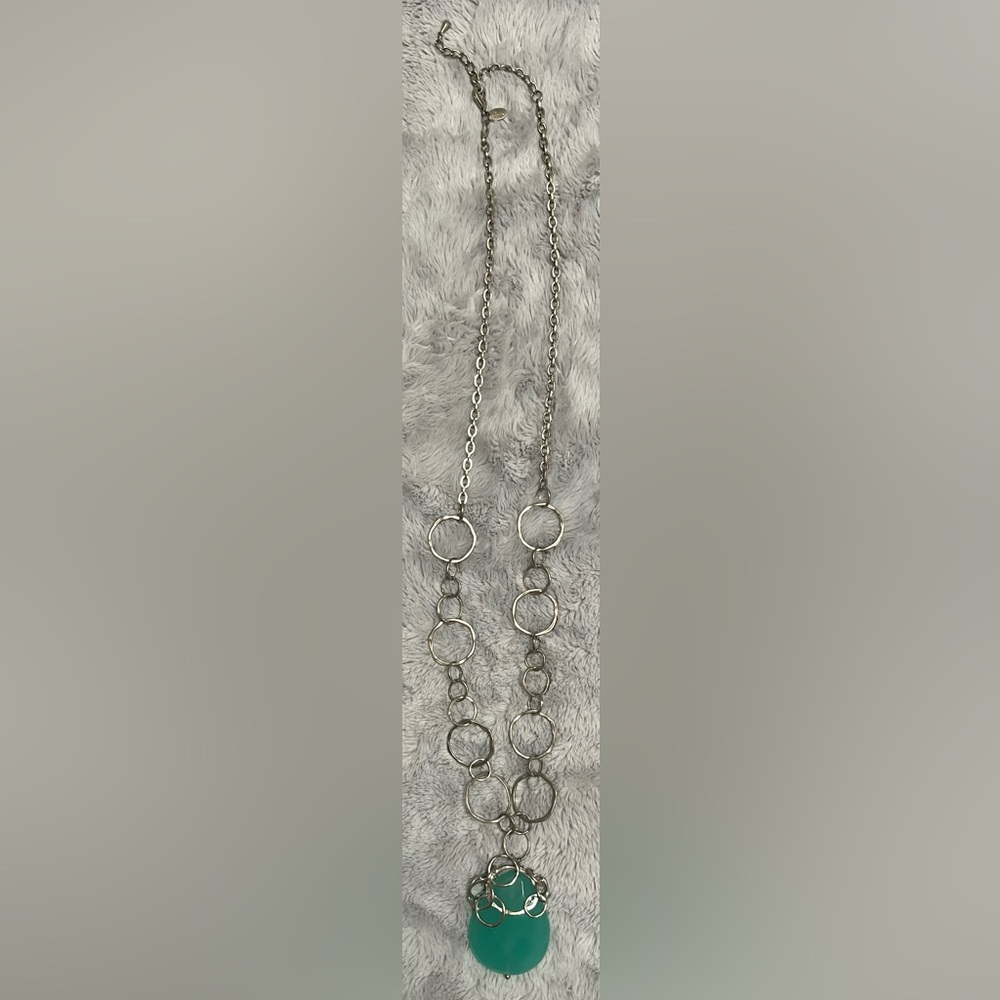 Lia Sophia turquoise colored stone silver-tone long necklace